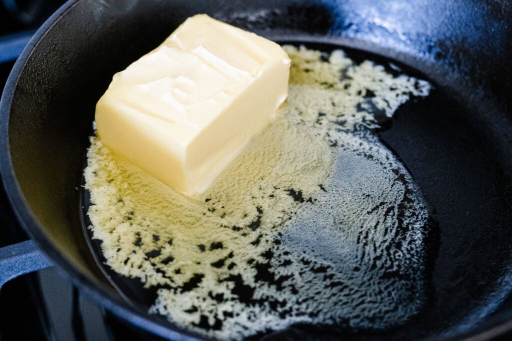butter melting in pan