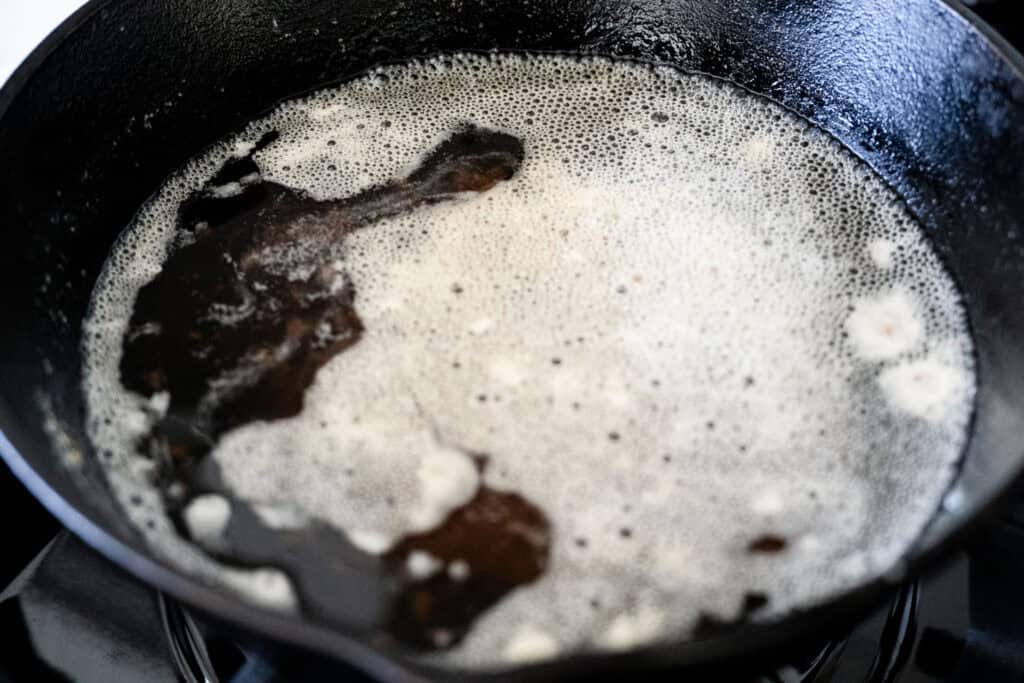 brown butter in a cast iron skillet