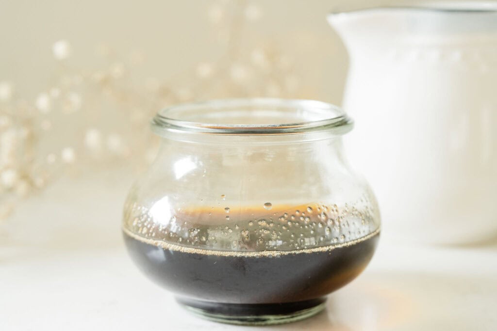 brown butter syrup in a jar