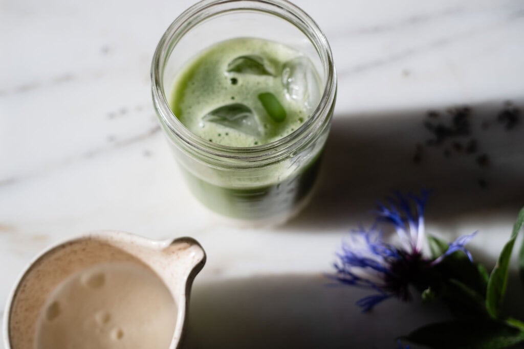 matcha topped with cold foam