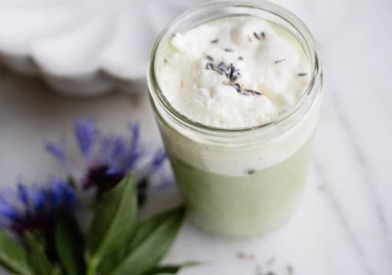 matcha drink with cold foam