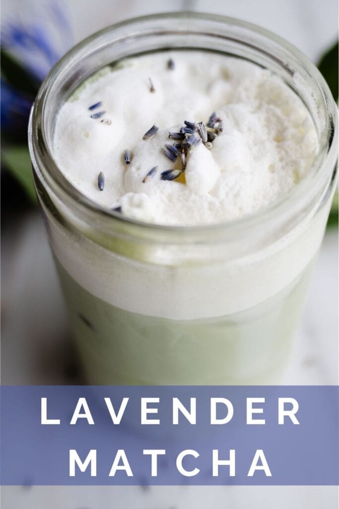 iced lavender matcha drink