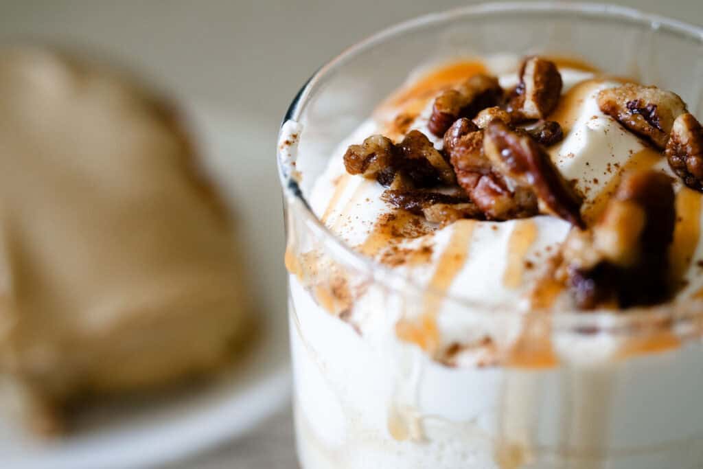 completed iced cinnamon roll latte