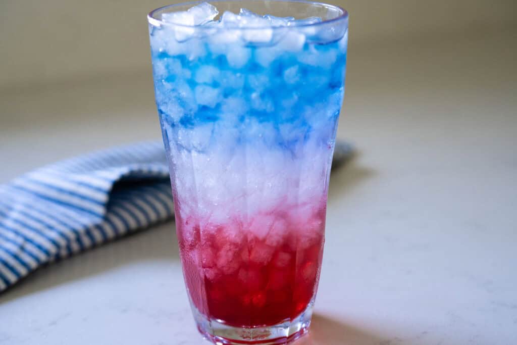 red white and blue layered drink