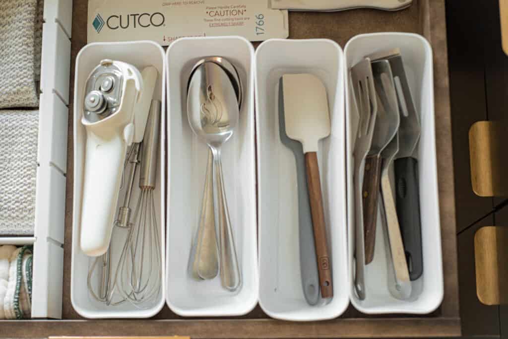 kitchen tools organized in a drawer