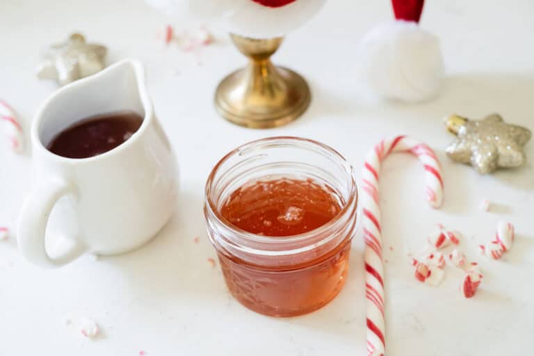 candy cane syrup in a jar