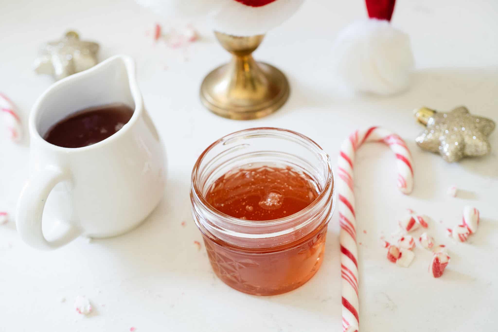 candy cane syrup in a jar