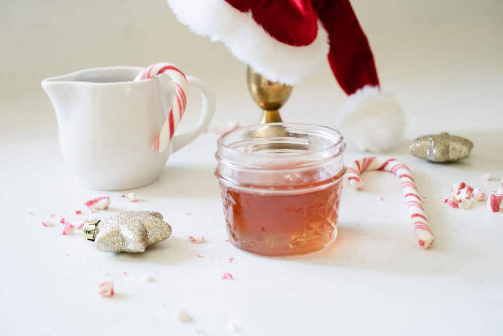 candy cane syrup in a jar