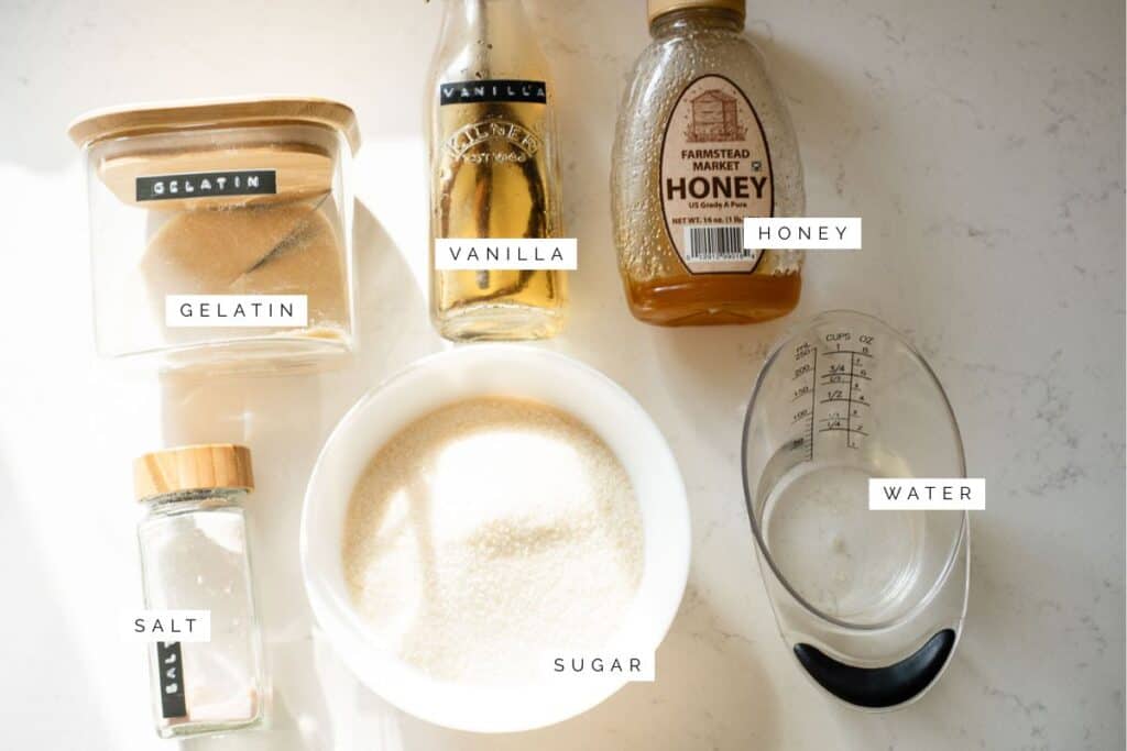 layout of ingredients to make marshmallow fluff