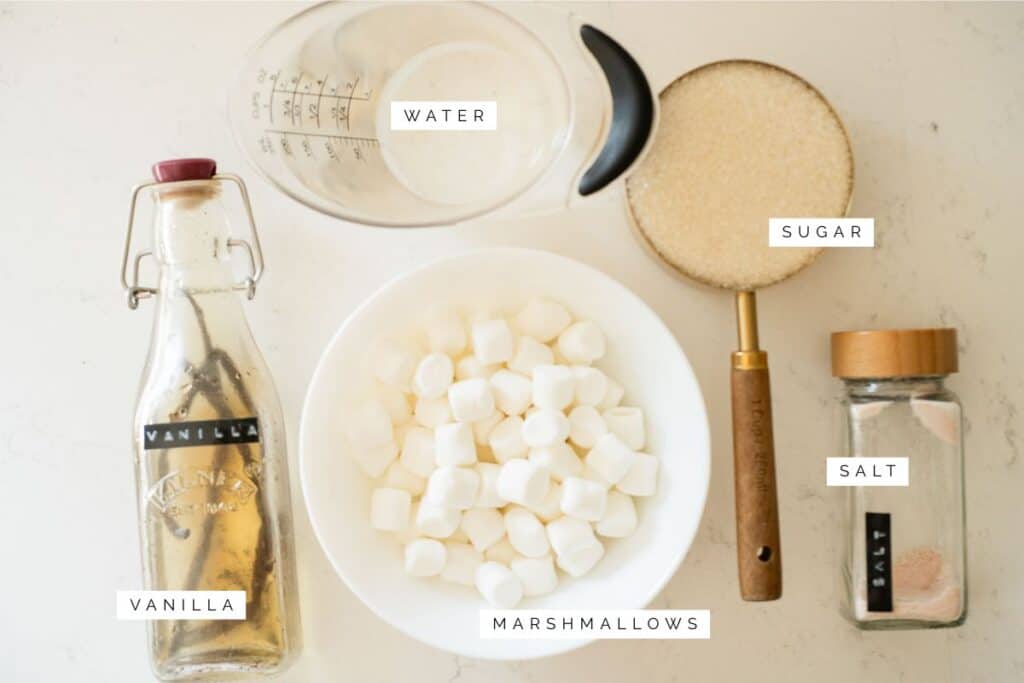 ingredients to make toasted marshmallow syrup