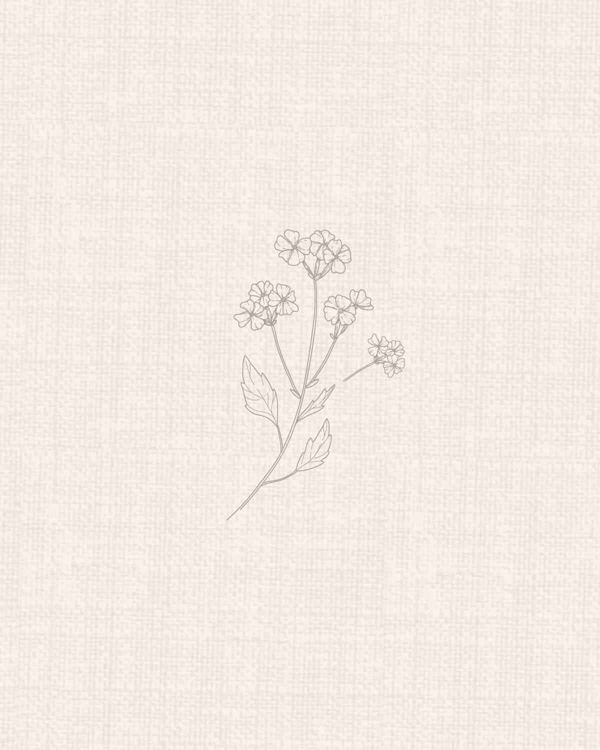 floral line art on linen