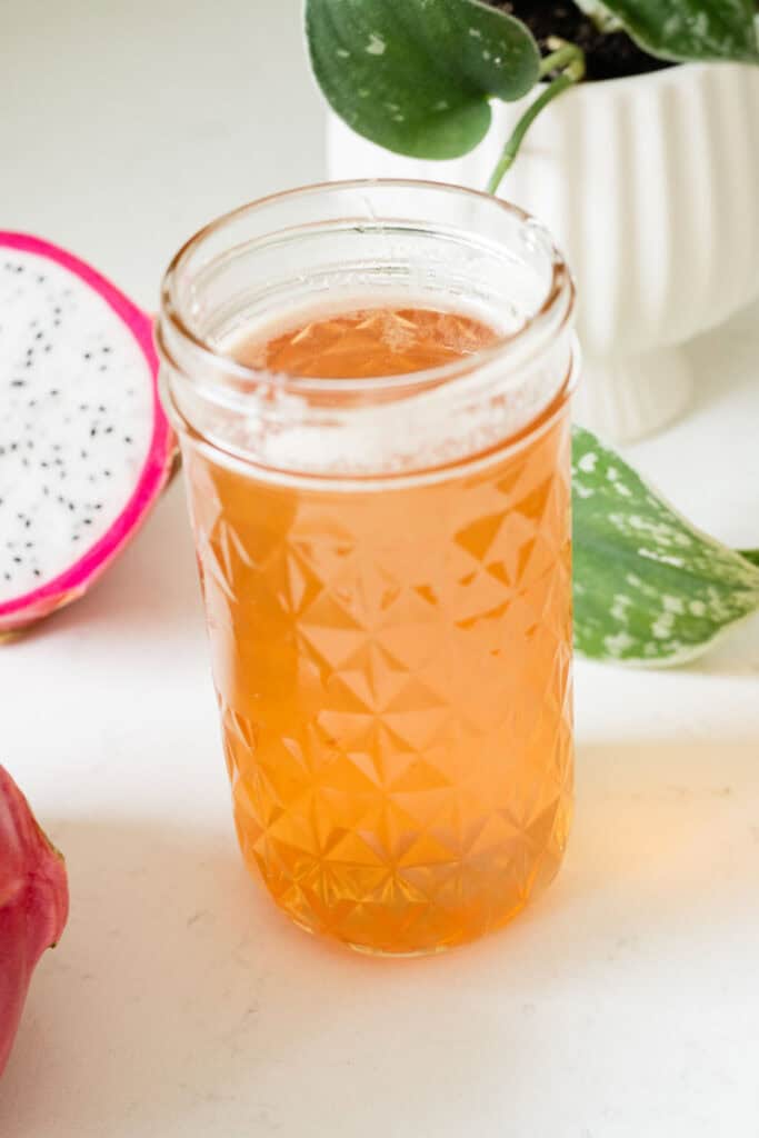 dragon fruit syrup jarred up