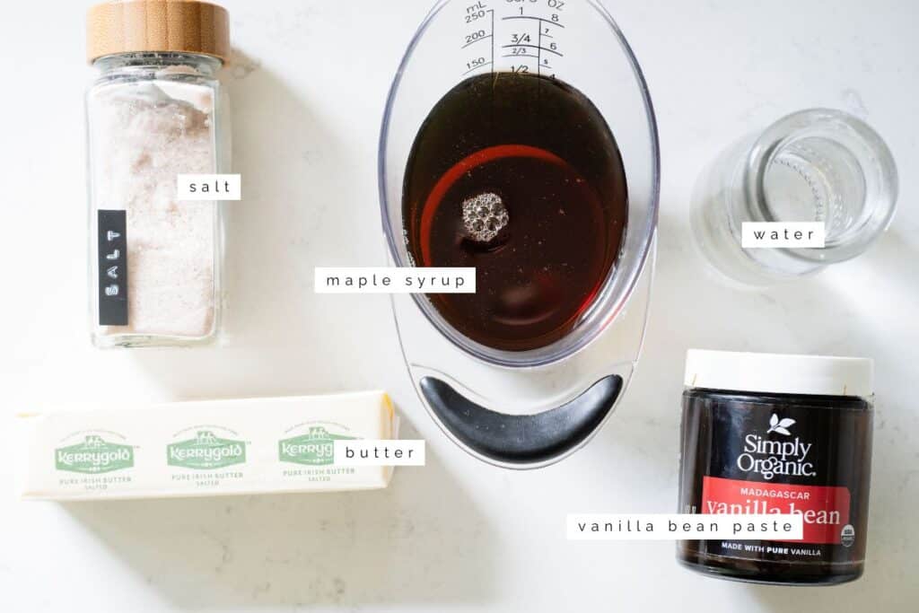 ingredients to make brown butter maple syrup