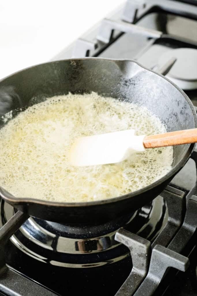 butter browning in a pan