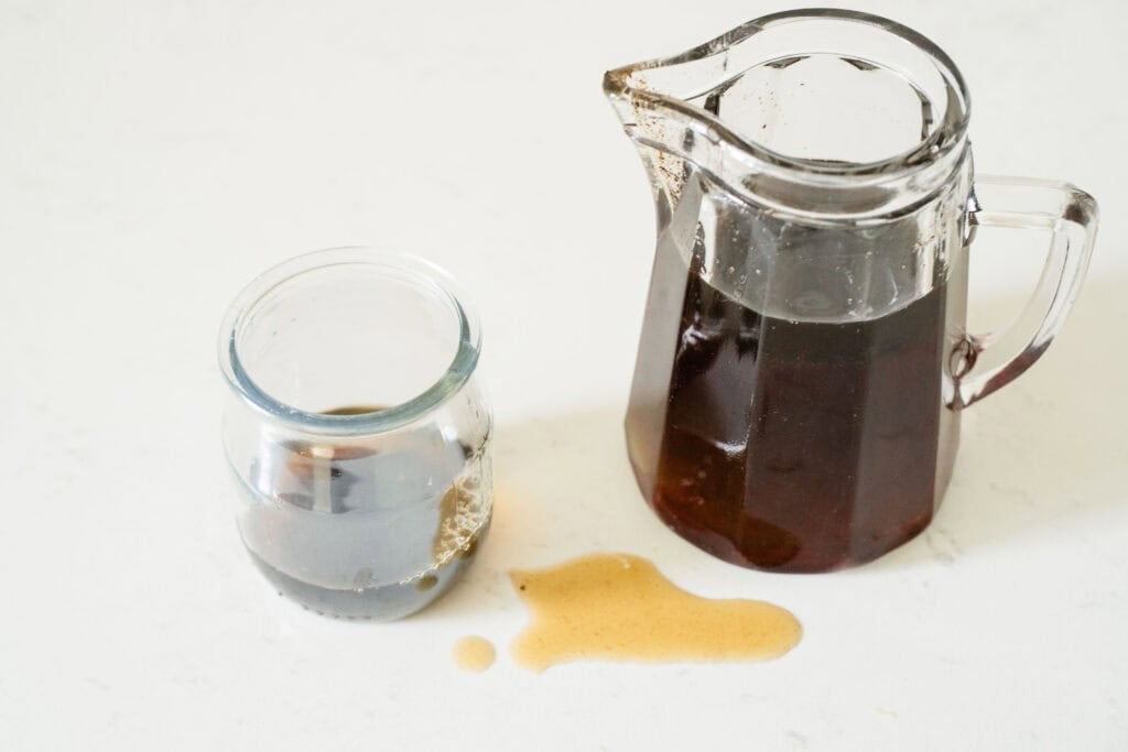 spilled syrup in a jar